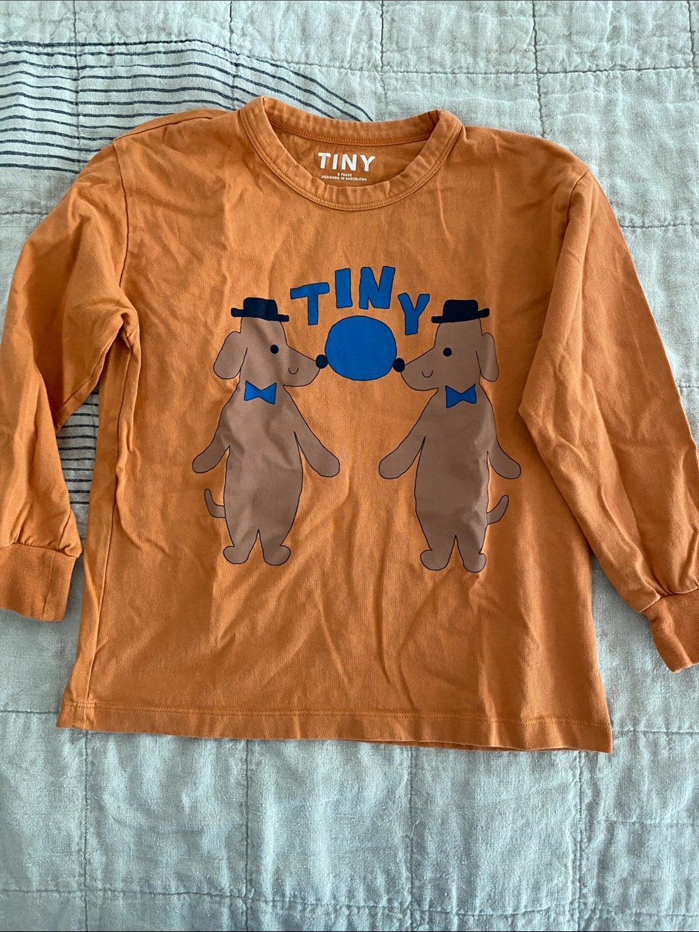 Tiny Cottons Orange Long-Sleeve Tee with Playful Dog Print